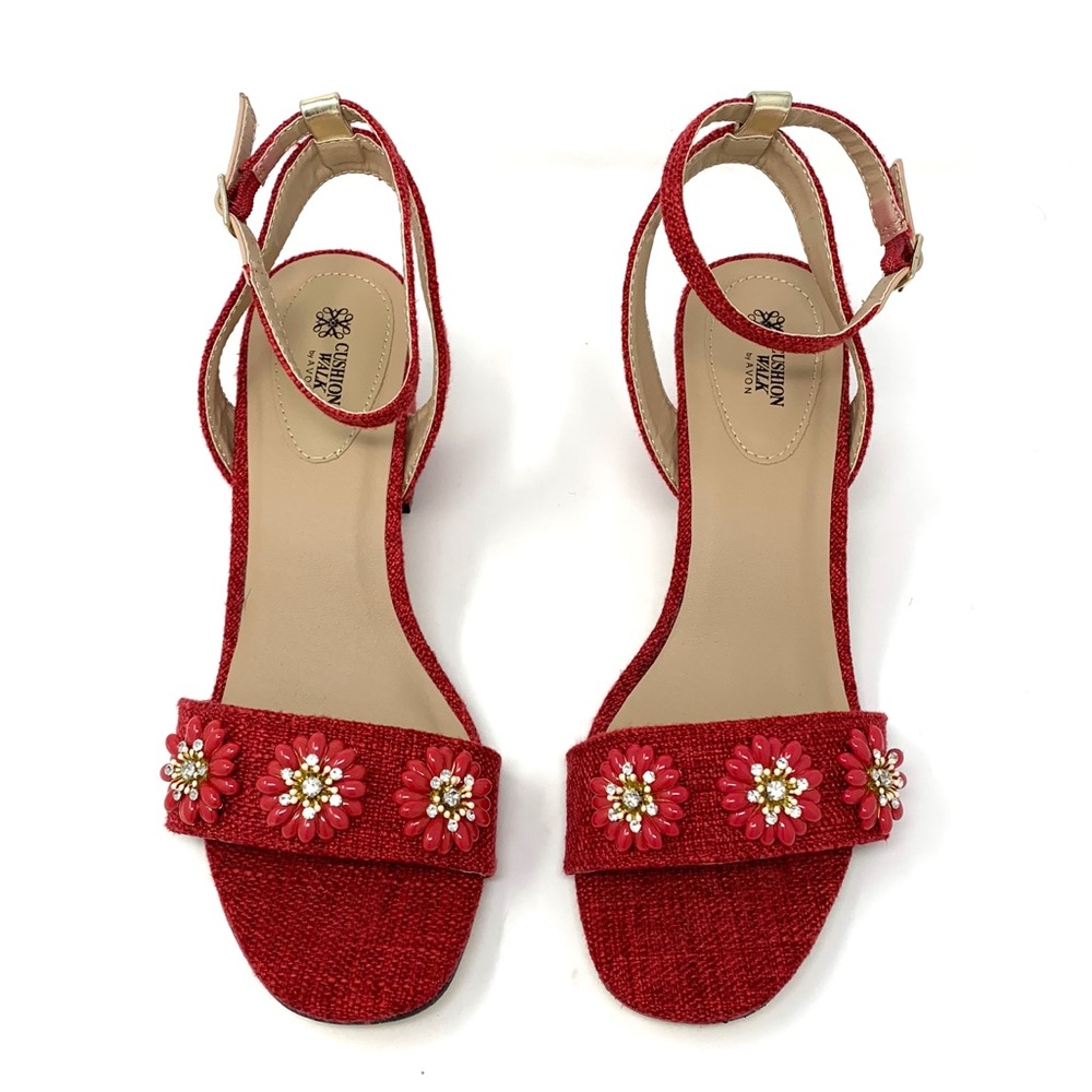 Block Heel Embellished Sandals